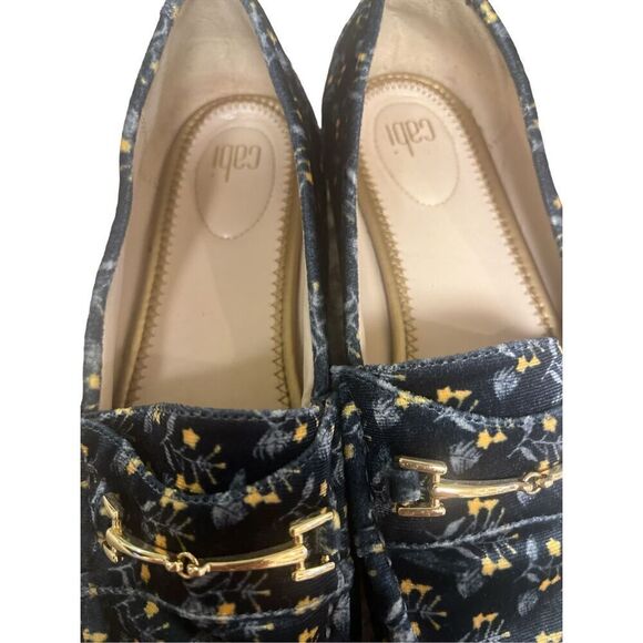 CAbi Carnaby loafer floral blue velvet Horsebit shoes #6005 sz 9.5 - Picture 6 of 7